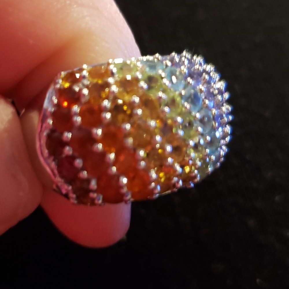 Sterling Silver ring with Genuine Gemstones - Picture 5 of 7